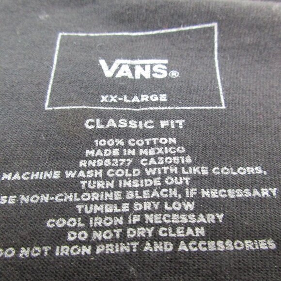 VANS Off The Wall Tee Shirt Mens 2XL Black Classic Fit Short Sleeve Crew Neck - Picture 3 of 8